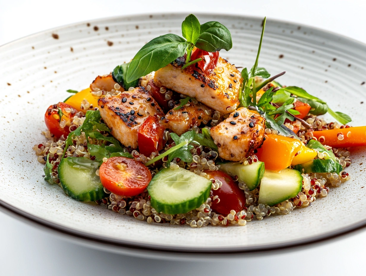 Салат з киноа та свіжими овочами