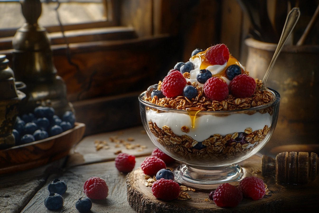 Гранола з ягодами та йогуртом